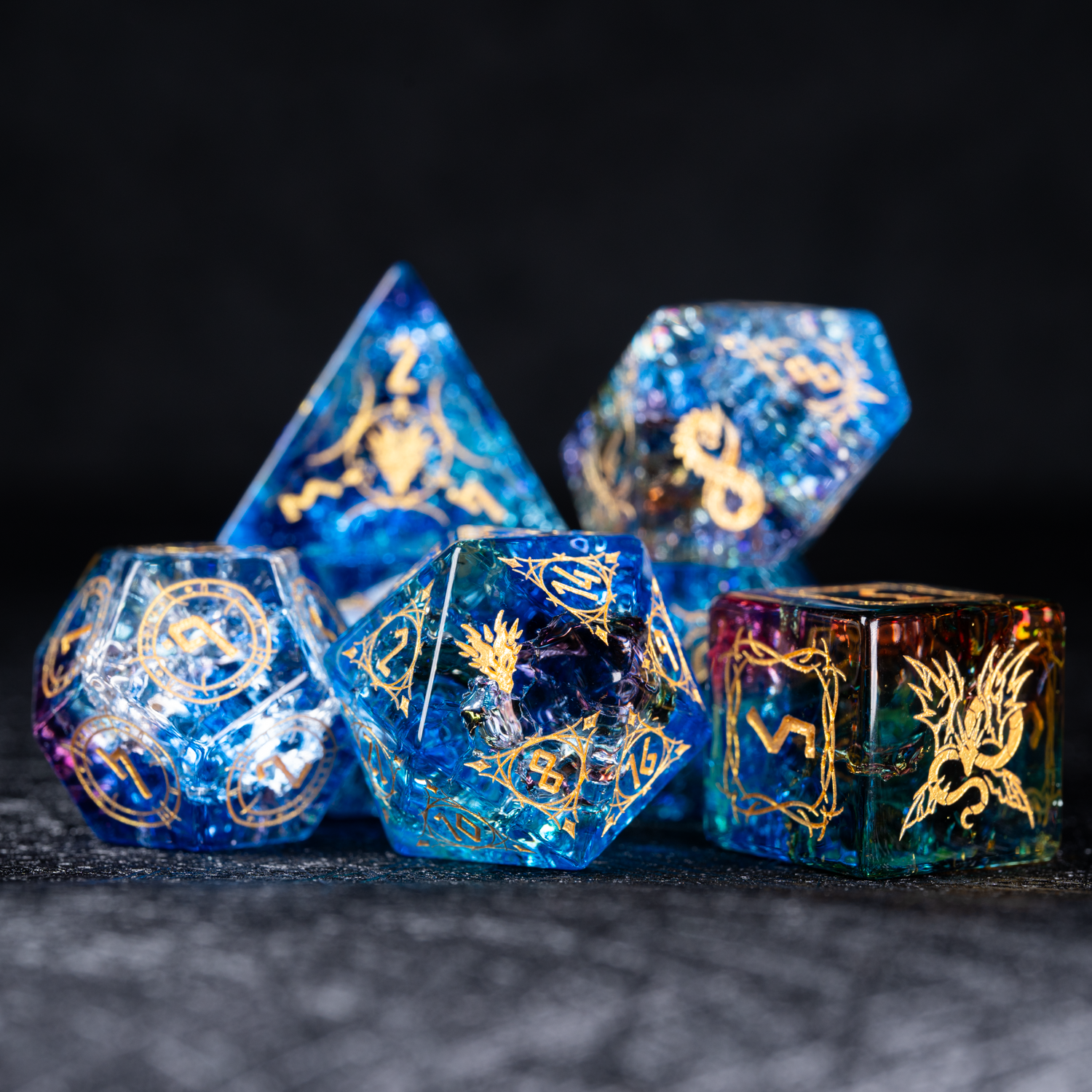 Celestia's Prism  crystal polyhedral dice set for DND and Call of Cthulhu RPG   7 pieces