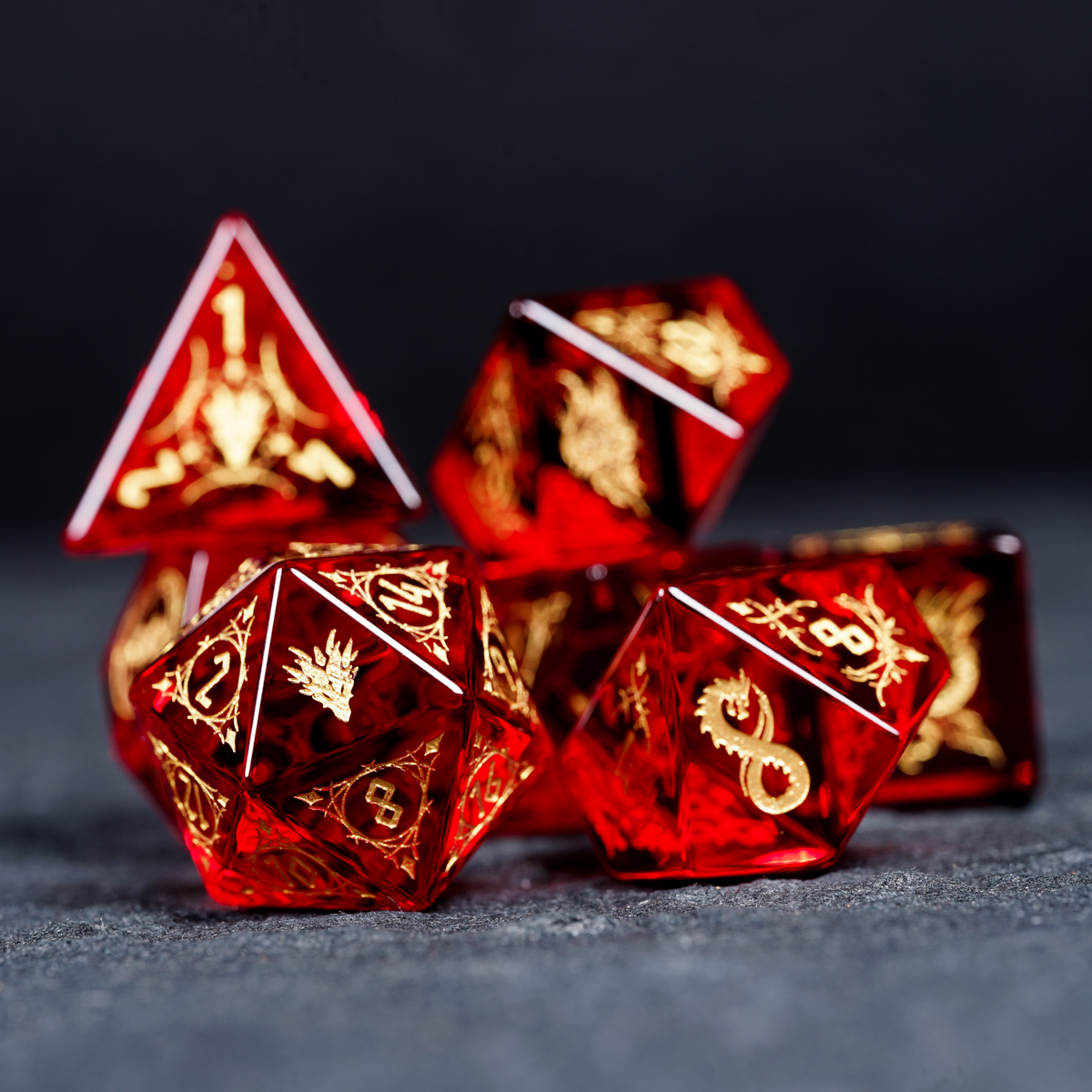 Pact of the Crimson Flame Dice Set polyhedral dice set for DND and Call of Cthulhu RPG 7 pieces