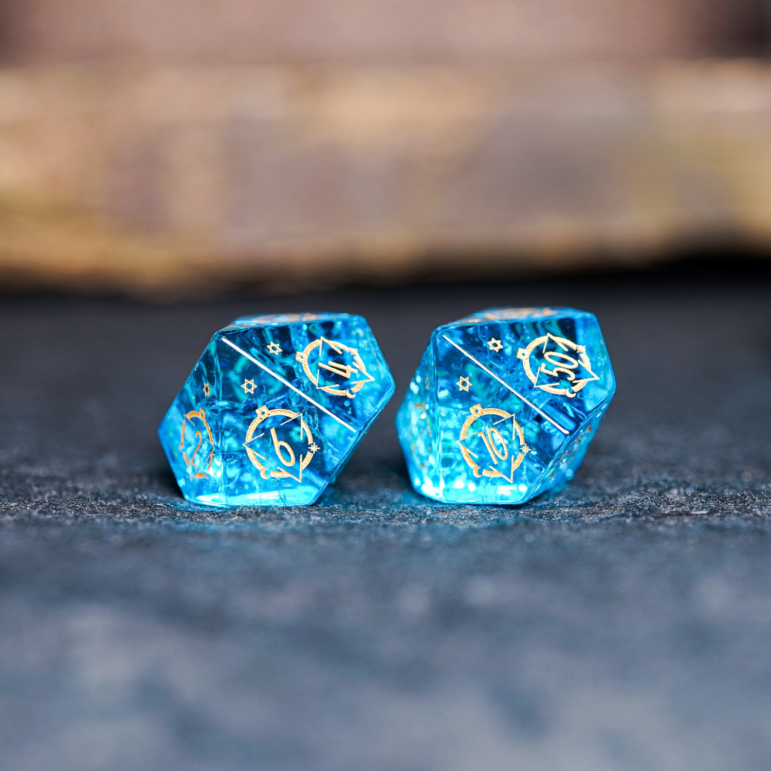 Lightning Blue Zircon  crystal polyhedral dice set for DND and Call of Cthulhu  D10