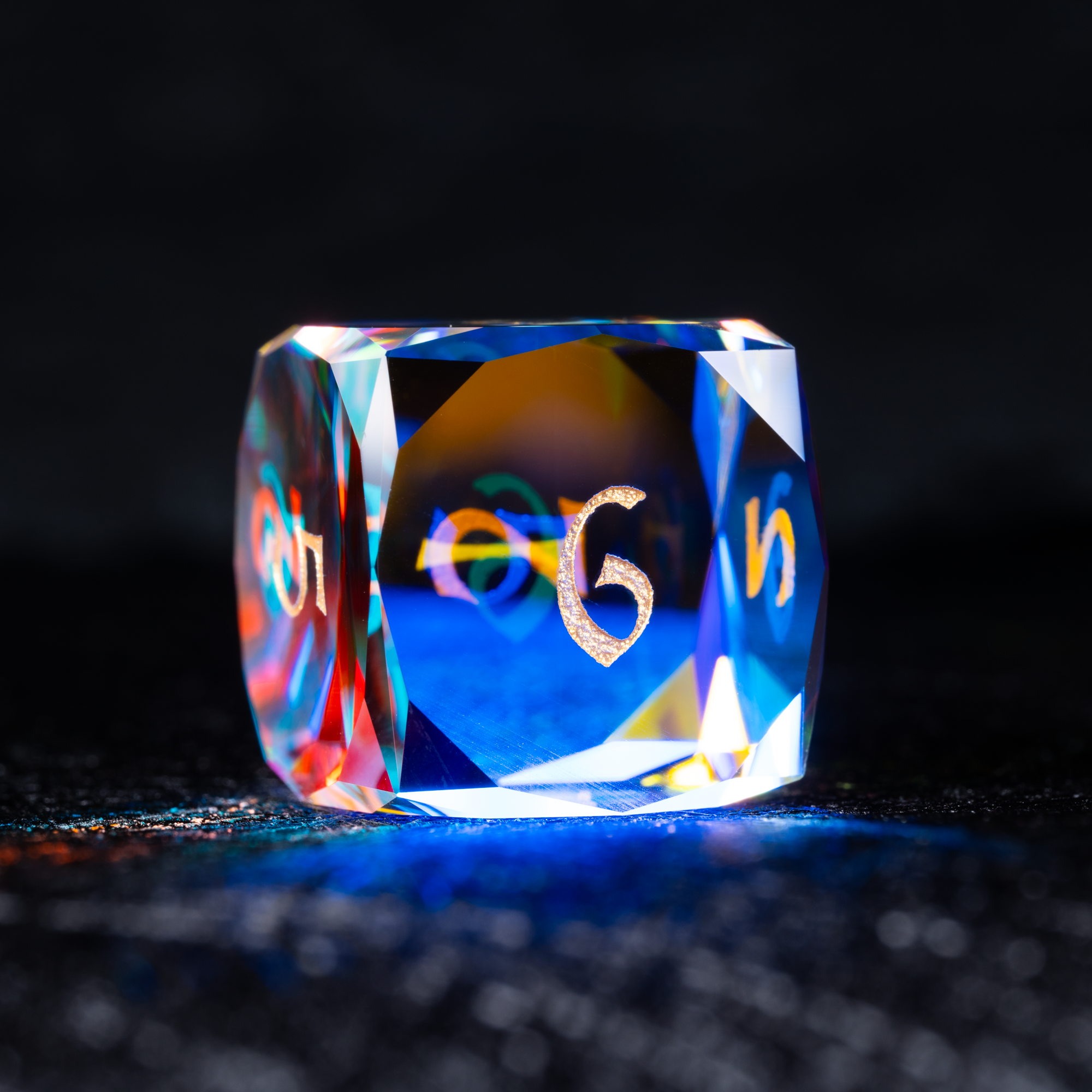 Iridescent crystal polyhedral dice set for DND and Call of Cthulhu RPG D6