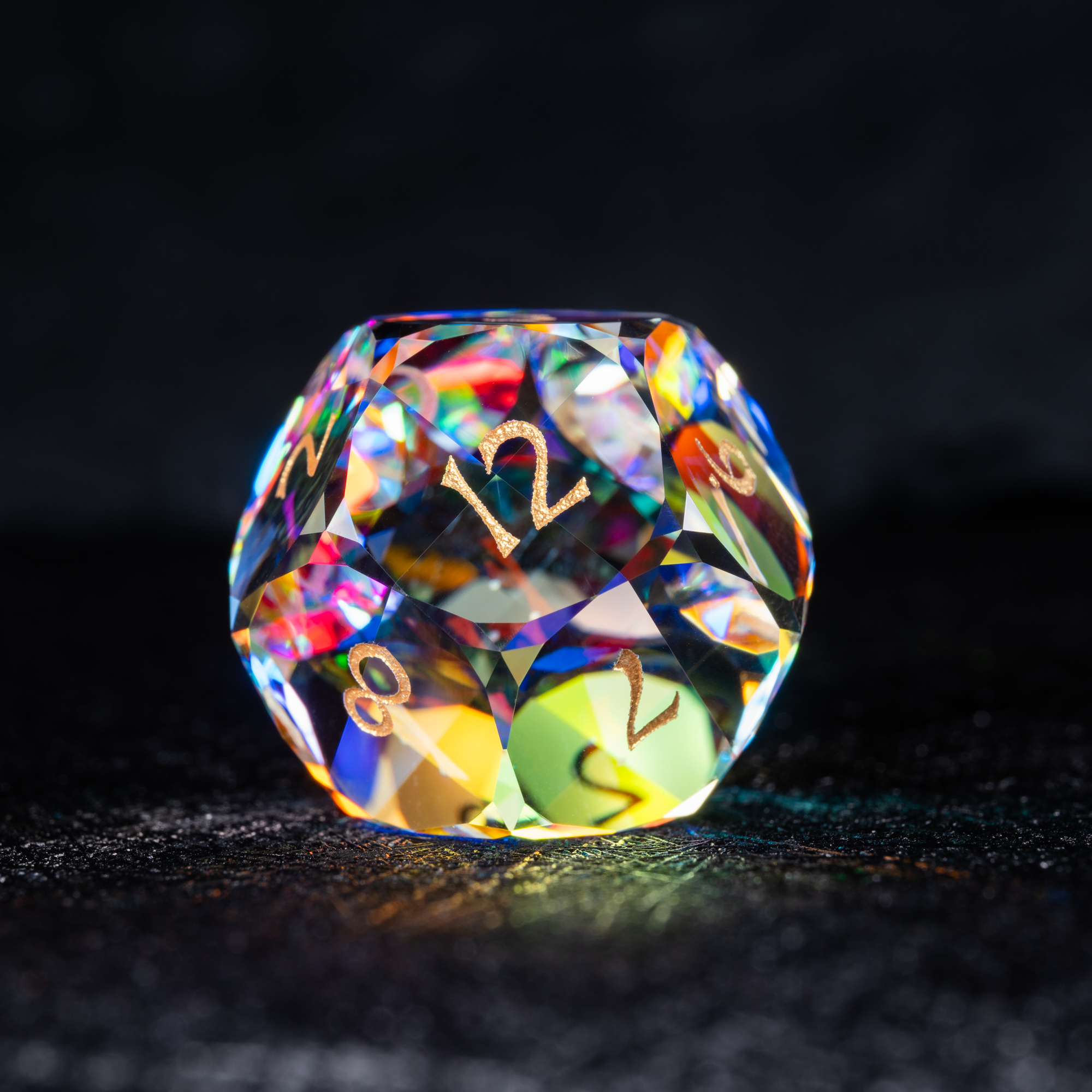 Iridescent crystal polyhedral dice set for DND and Call of Cthulhu RPG D12