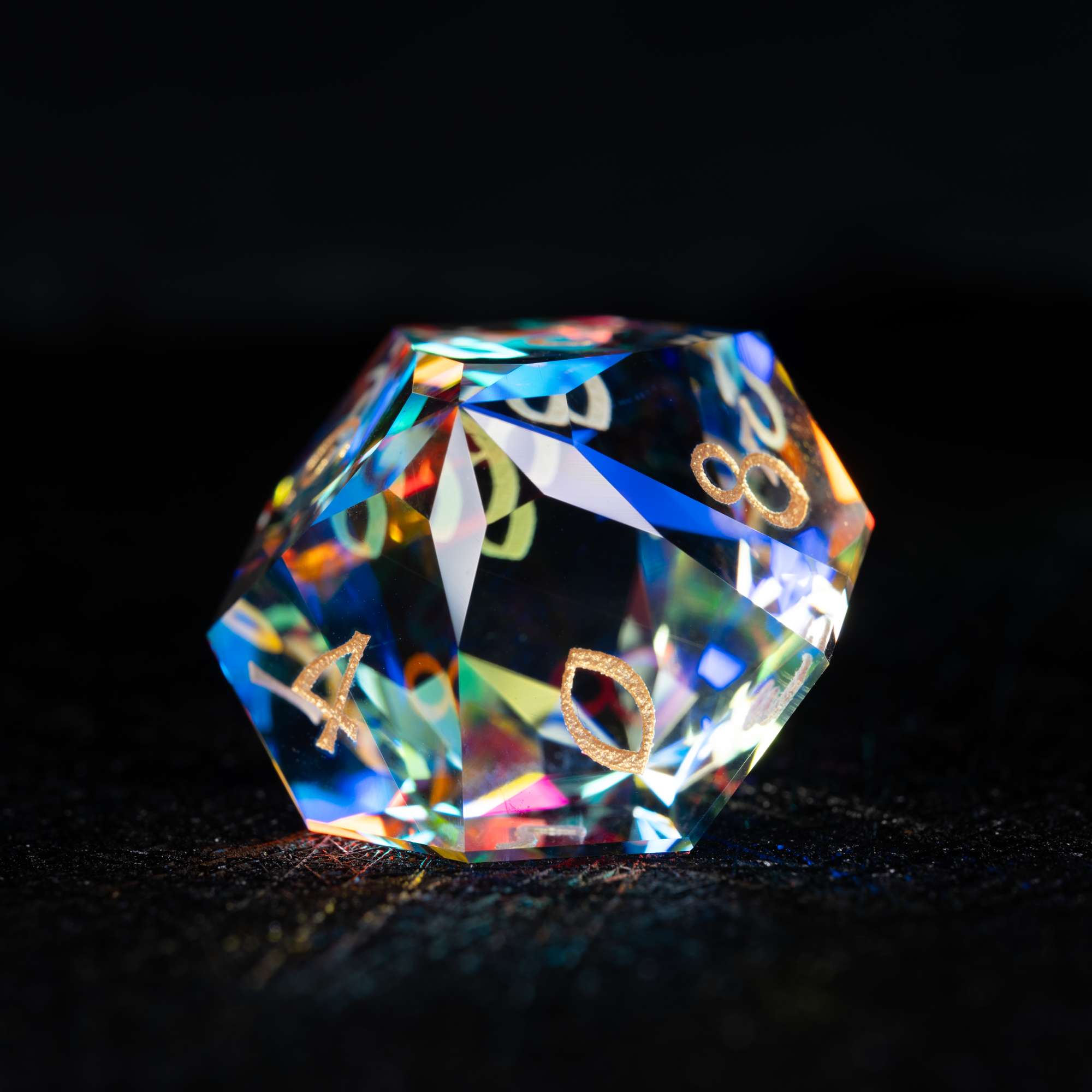 Iridescent crystal polyhedral dice set for DND and Call of Cthulhu RPG D10